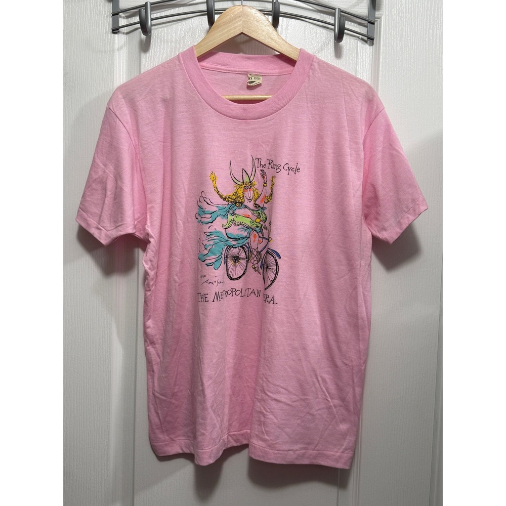 Vintage 1983‎ Metropolitan Opera Maurice Sendak The Ring Cycle Pink Shirt XL 80s